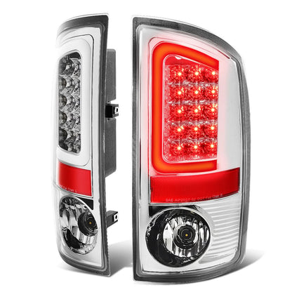 02-06 Dodge Ram C-Bar U-Halo LED Tail Lights Chrome Clear