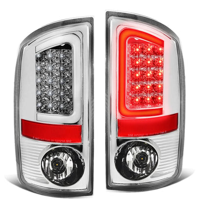 02-06 Dodge Ram C-Bar U-Halo LED Tail Lights Chrome Clear