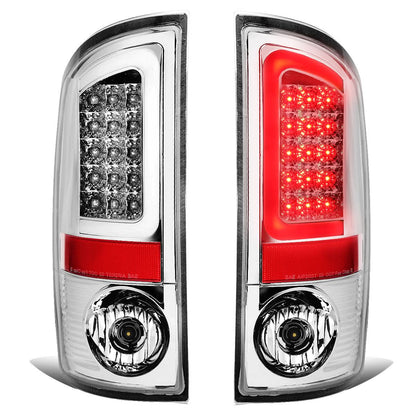 02-06 Dodge Ram C-Bar U-Halo LED Tail Lights Chrome Clear
