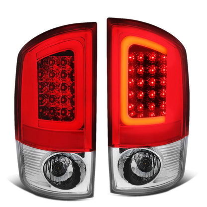 02-06 Dodge Ram C-Bar U-Halo LED Tail Lights Chrome Red