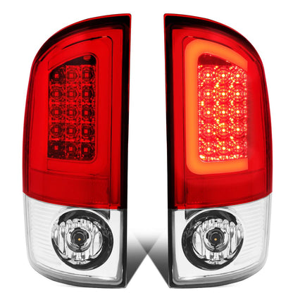 02-06 Dodge Ram C-Bar U-Halo LED Tail Lights Chrome Red