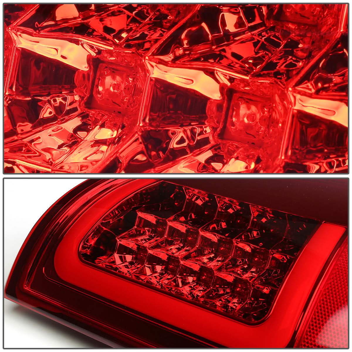 02-06 Dodge Ram C-Bar U-Halo LED Tail Lights Chrome Red