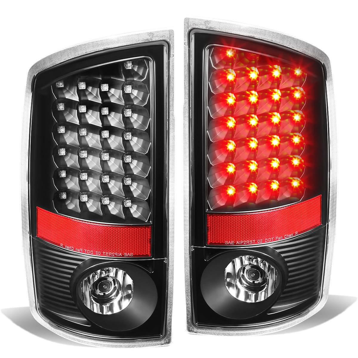02-06 Dodge Ram 1500/2500/3500 LED Tail Lights - Black/Clear