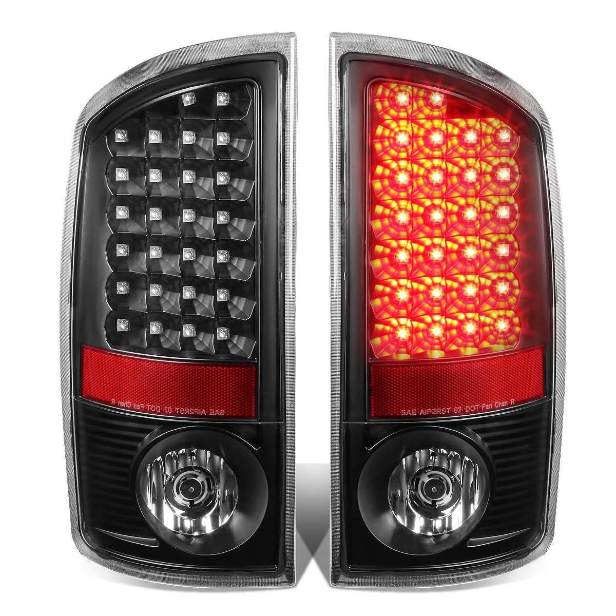 02-06 Dodge Ram 1500/2500/3500 LED Tail Lights - Black/Clear