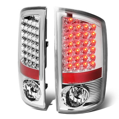 02-06 Dodge Ram 1500 2500 3500 LED Tail Lights - Chrome/Clear