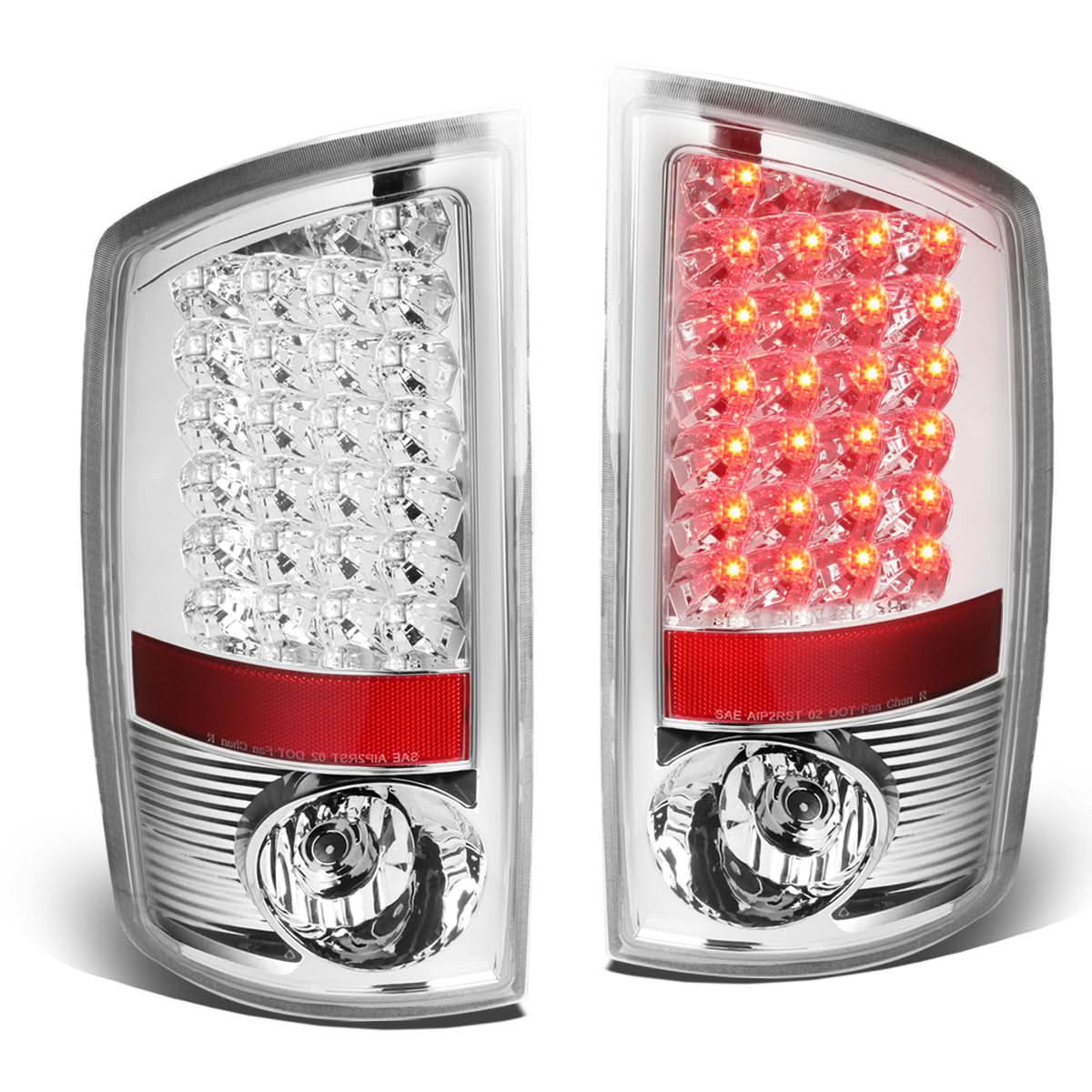 02-06 Dodge Ram 1500 2500 3500 LED Tail Lights - Chrome/Clear