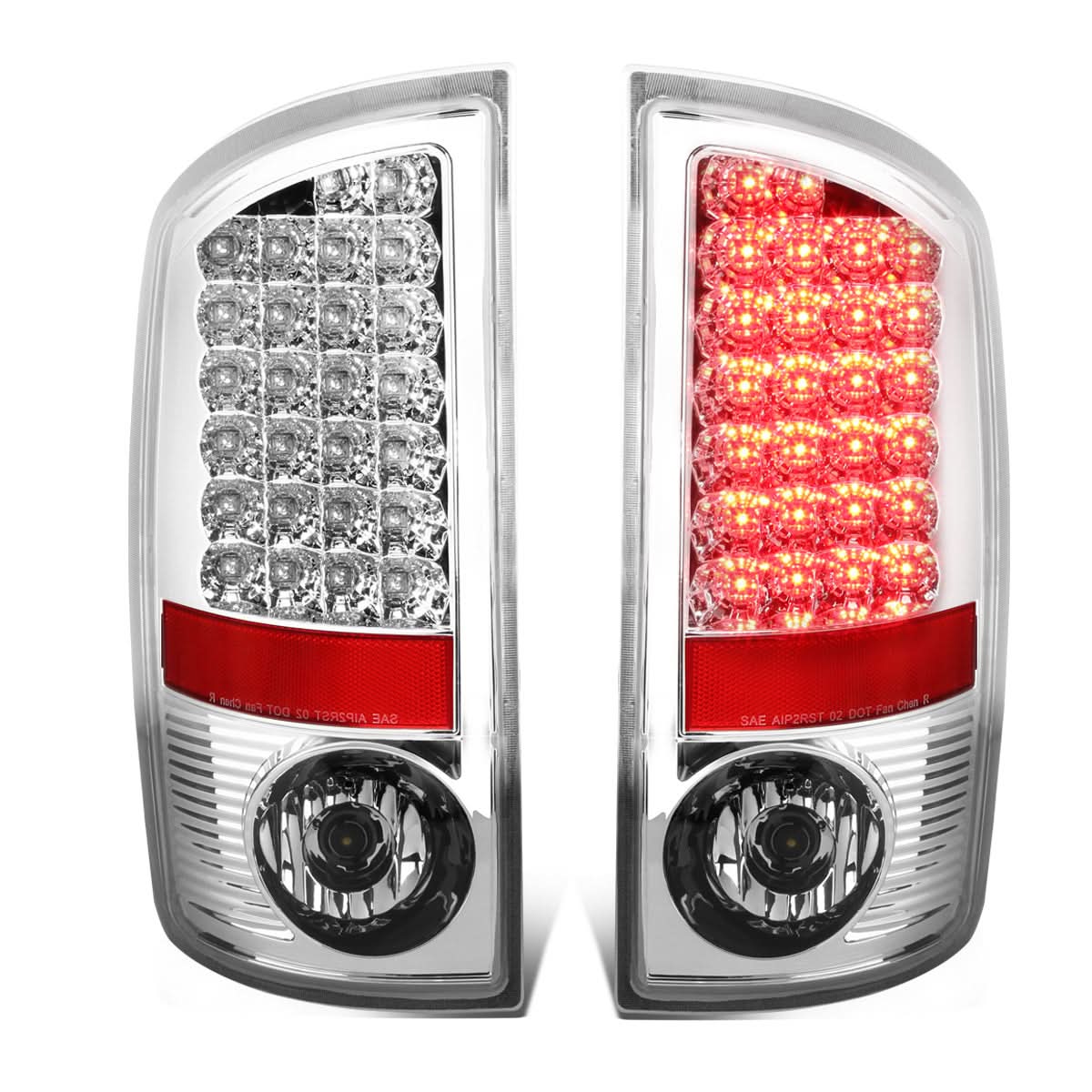02-06 Dodge Ram 1500 2500 3500 LED Tail Lights - Chrome/Clear