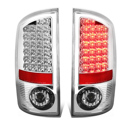 02-06 Dodge Ram 1500 2500 3500 LED Tail Lights - Chrome/Clear