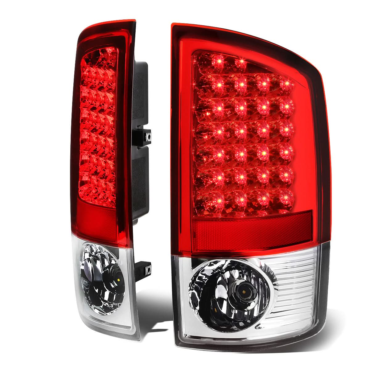 02-06 Dodge Ram LED Tail Lights - Chrome Red