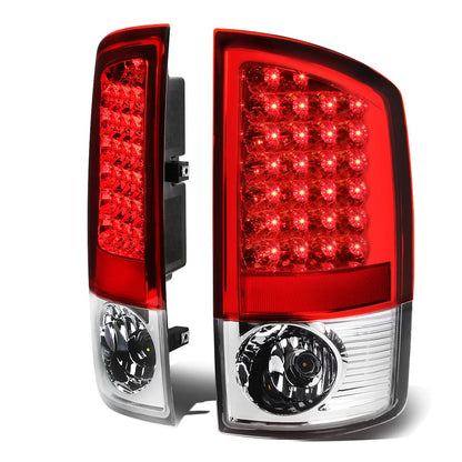 02-06 Dodge Ram LED Tail Lights - Chrome Red