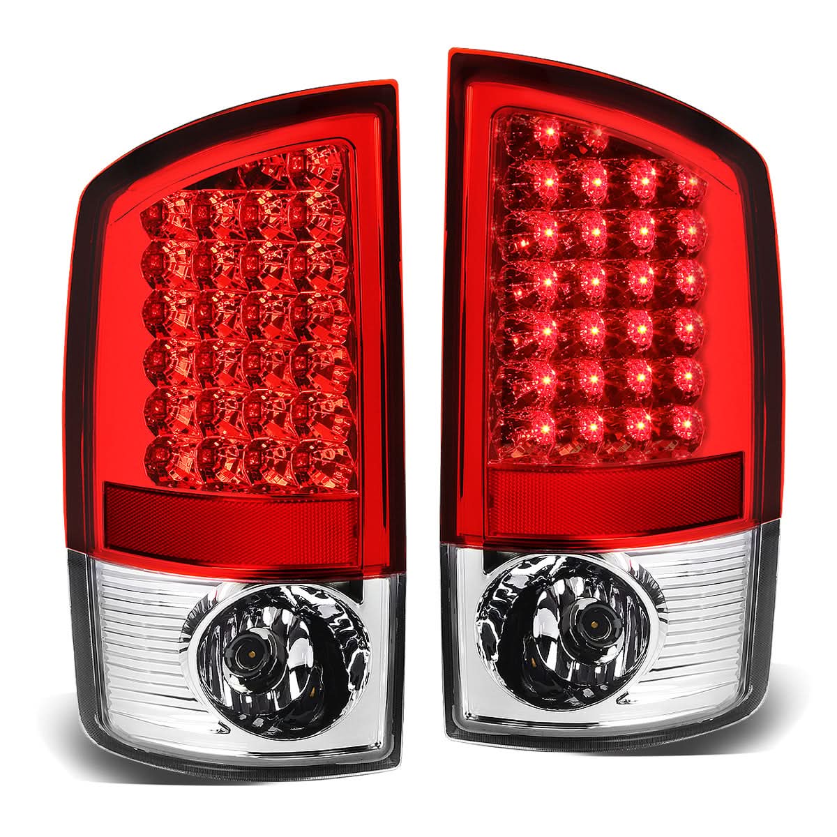 02-06 Dodge Ram LED Tail Lights - Chrome Red