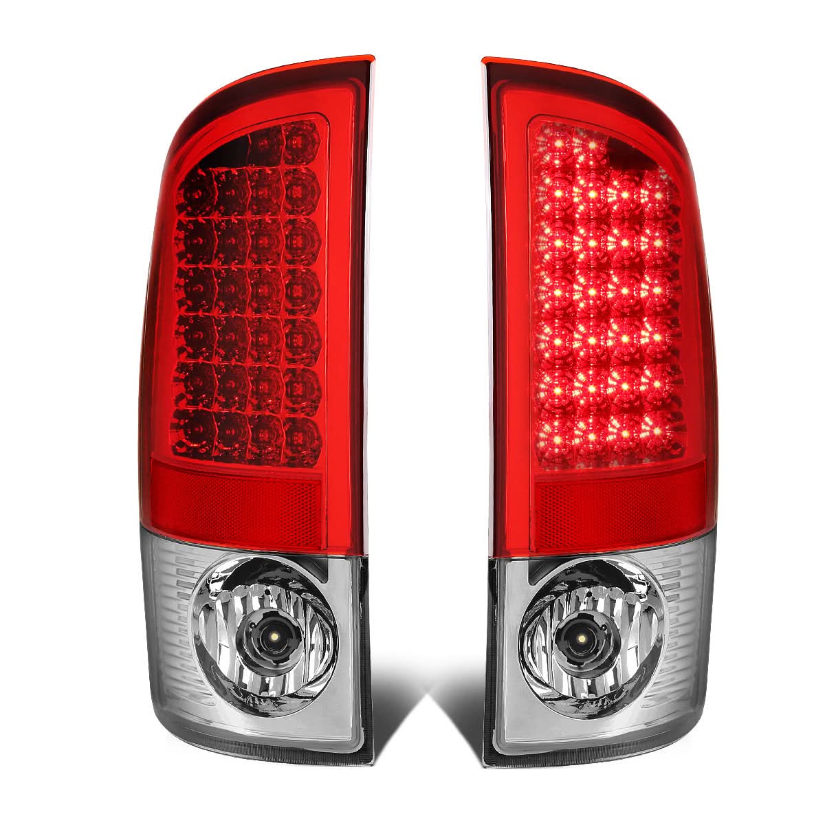 02-06 Dodge Ram LED Tail Lights - Chrome Red