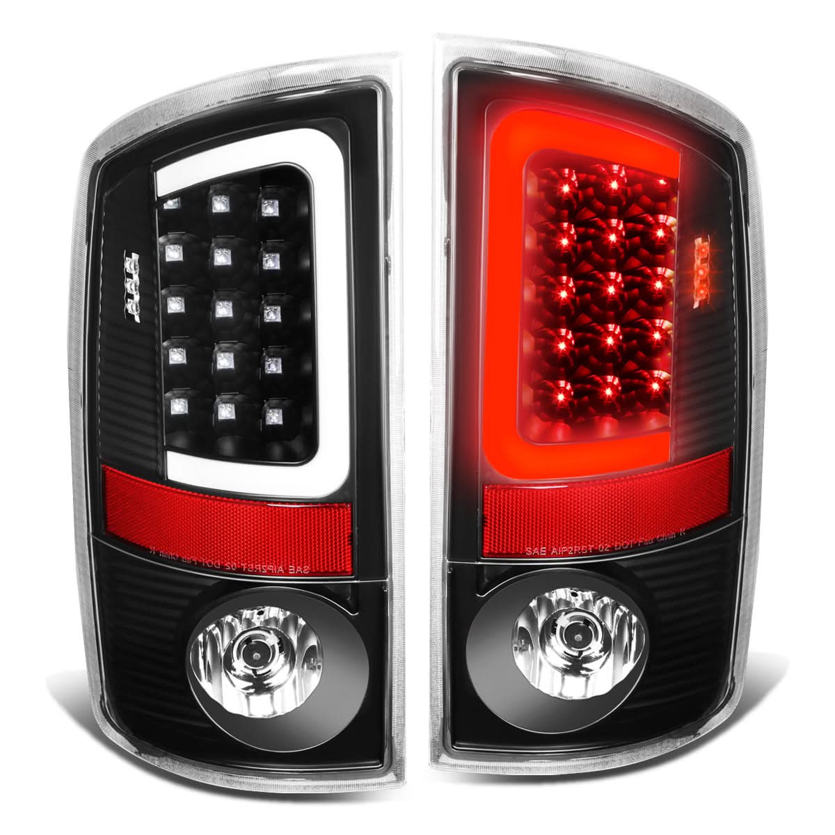 07-09 Dodge Ram C-Bar 3D U-Halo LED Tail Lights Black/Clear
