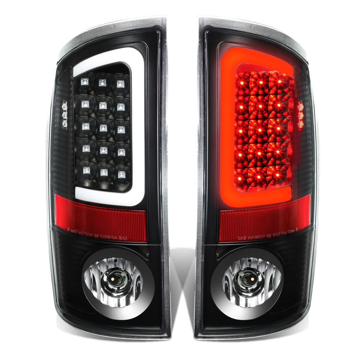 07-09 Dodge Ram C-Bar 3D U-Halo LED Tail Lights Black/Clear