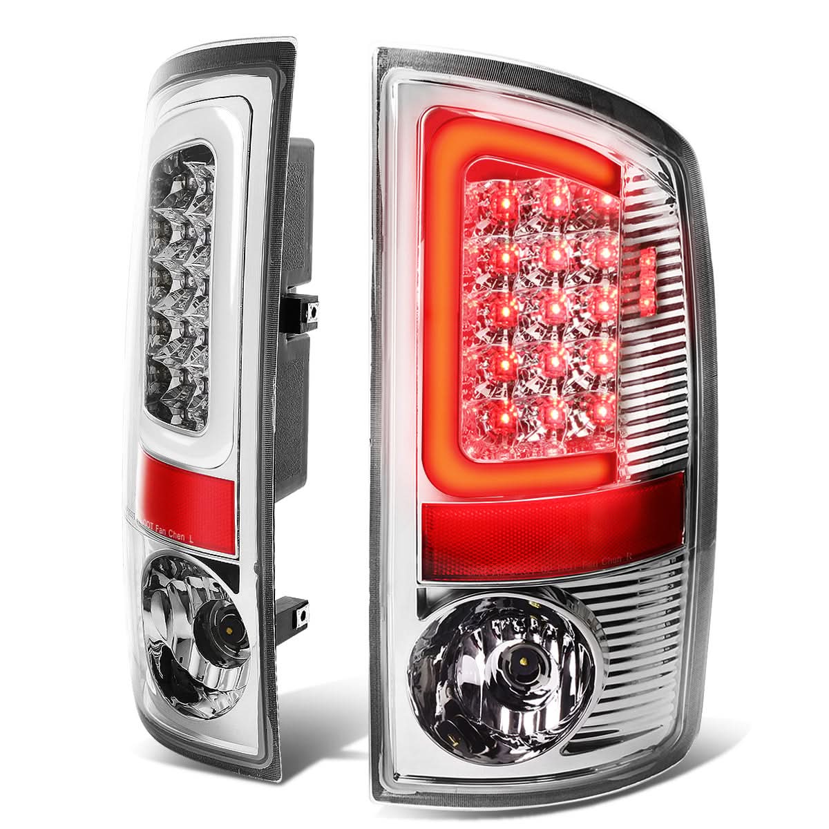 07-09 Dodge Ram C-Bar 3D U-Halo LED Tail Lights Chrome/Clear