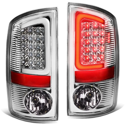 07-09 Dodge Ram C-Bar 3D U-Halo LED Tail Lights Chrome/Clear