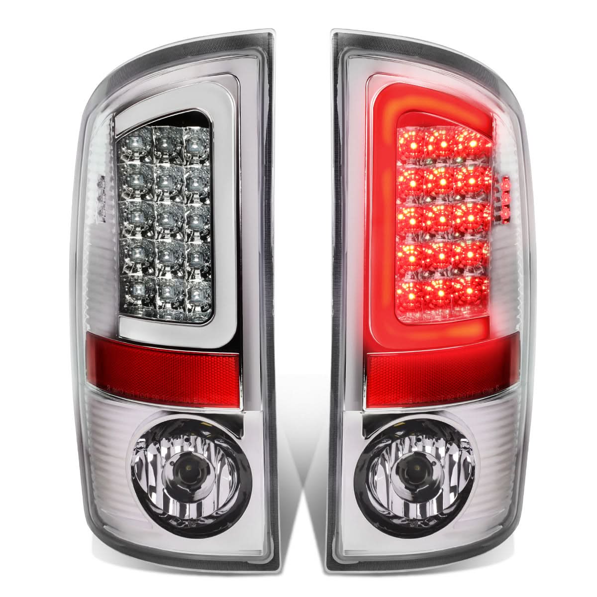 07-09 Dodge Ram C-Bar 3D U-Halo LED Tail Lights Chrome/Clear
