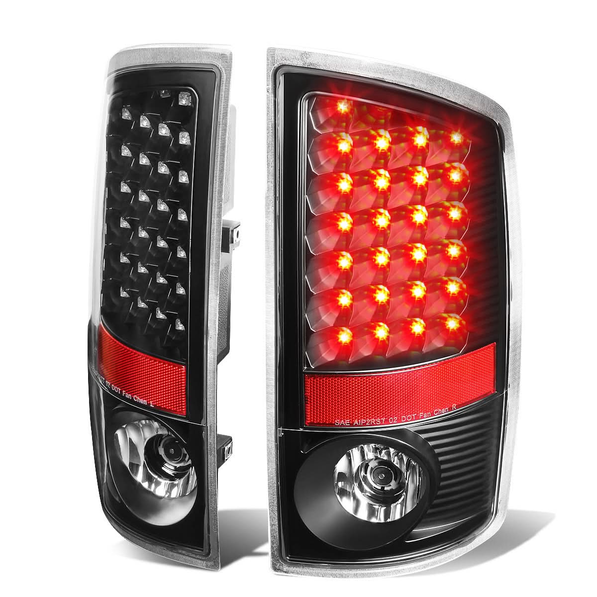2007-2009 Dodge Ram LED Tail Lights - Black/Clear
