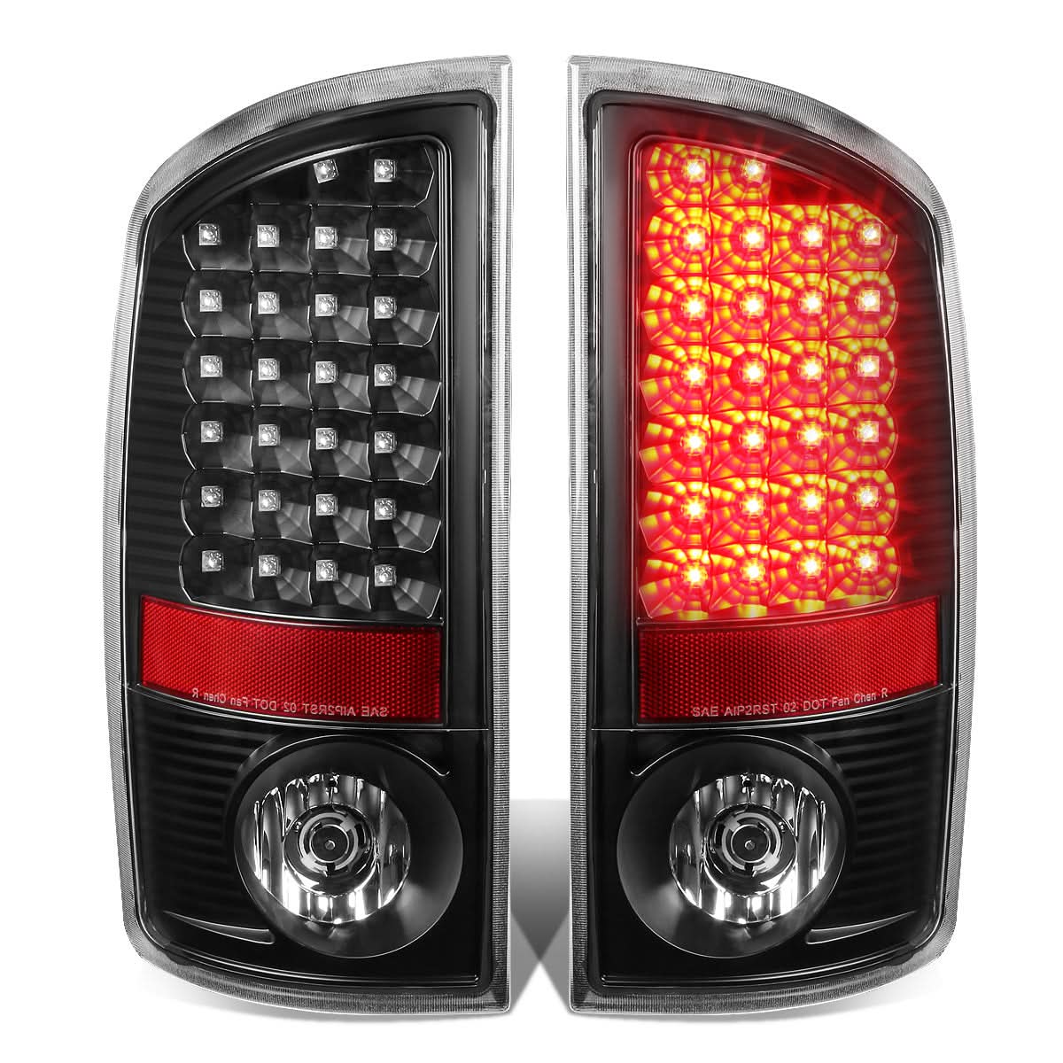2007-2009 Dodge Ram LED Tail Lights - Black/Clear