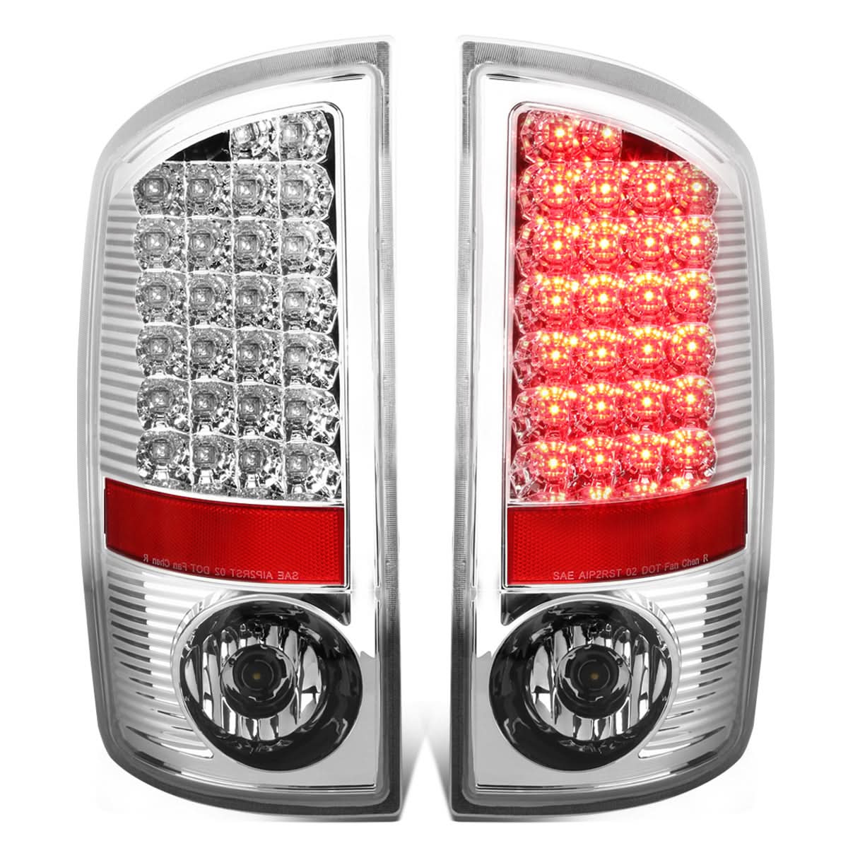 2007-2009 Dodge Ram LED Tail Lights Chrome/Clear