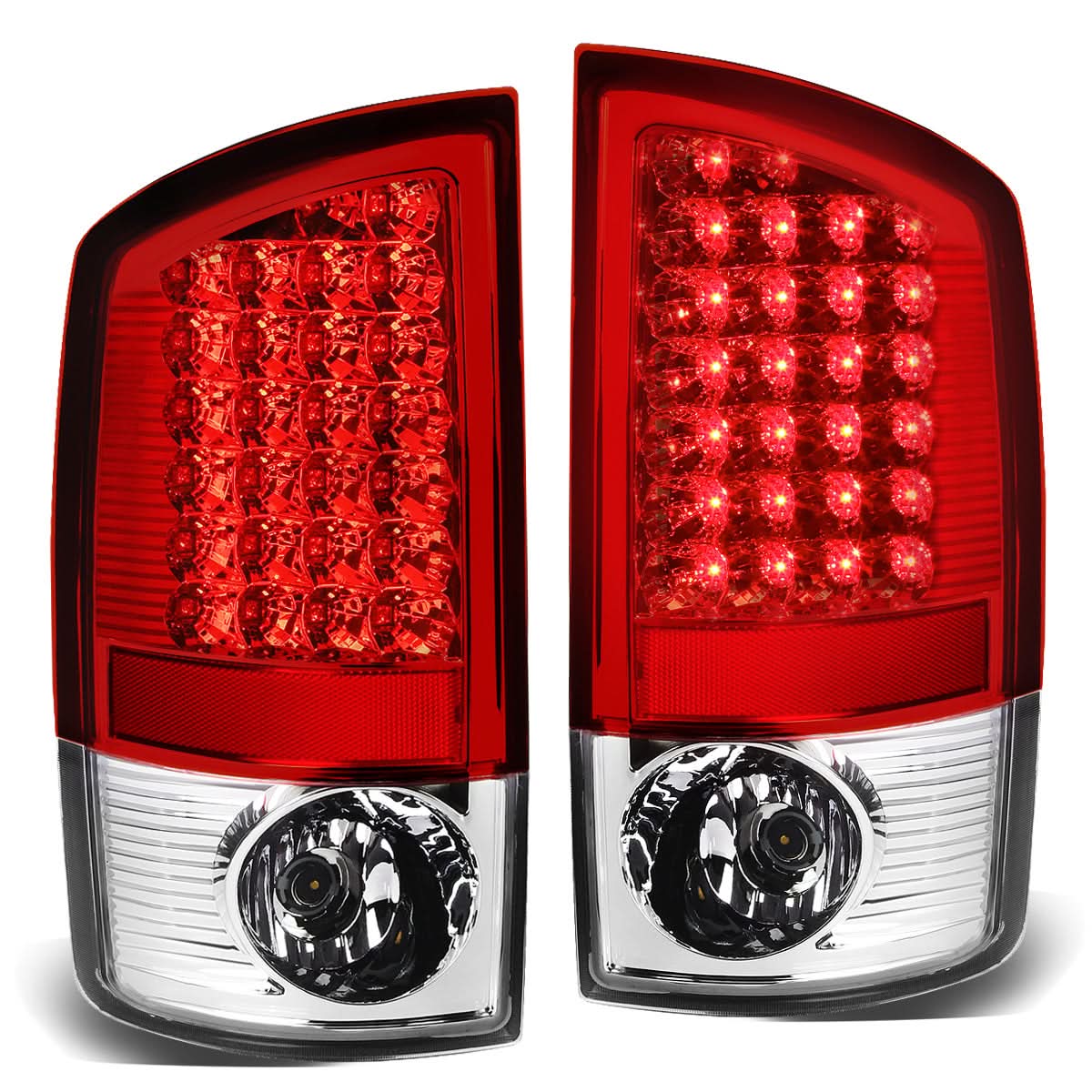 07-09 Dodge Ram 1500 2500 3500 LED Tail Lights Chrome Red