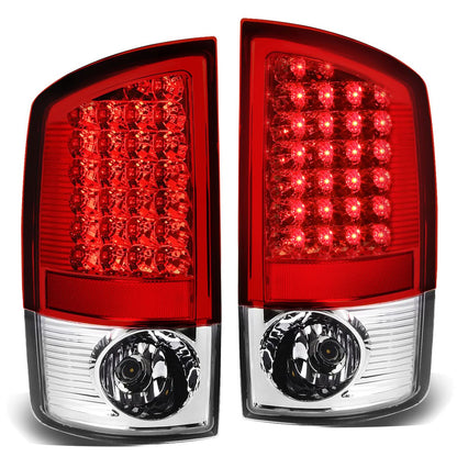 07-09 Dodge Ram 1500 2500 3500 LED Tail Lights Chrome Red