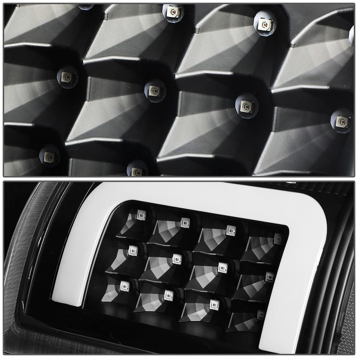 09-17 Dodge Ram 1500/2500/3500 C-Bar Style 3D LED Tail Lights Black/Clear