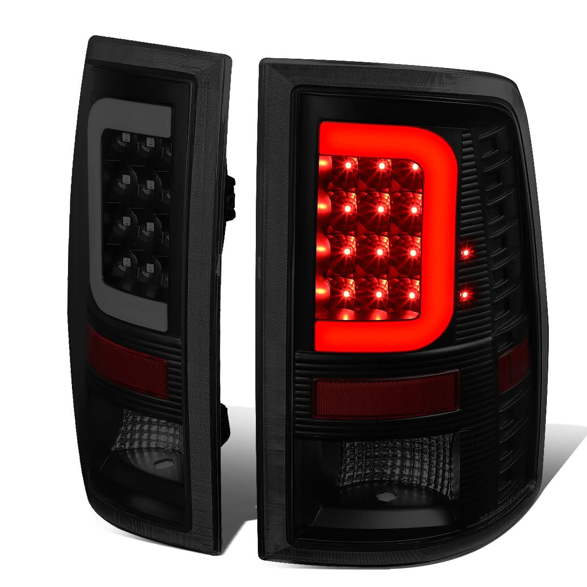 09-17 Dodge Ram 1500 2500 3500 C-Bar Style 3D LED Tail Lights Black/Smoke