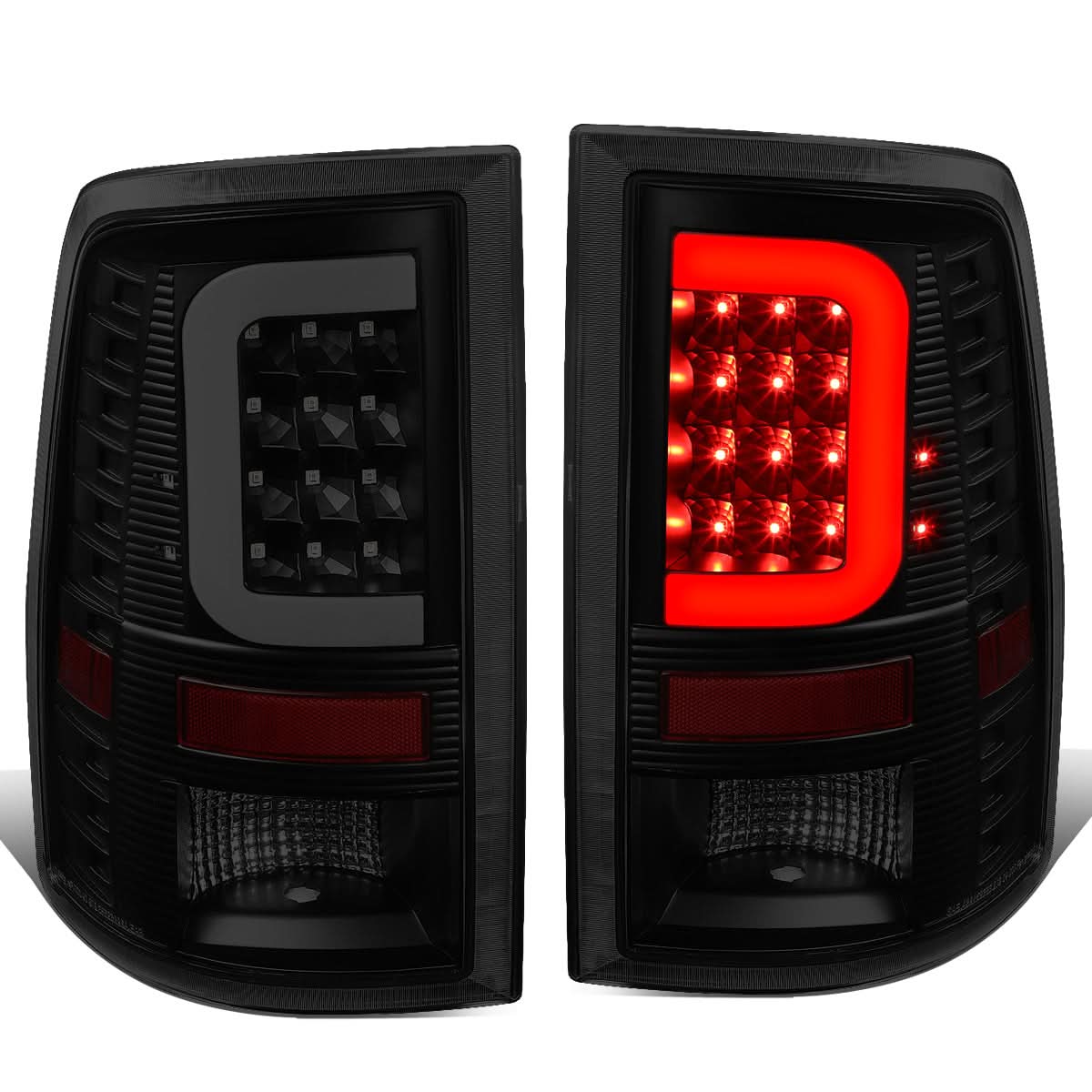 09-17 Dodge Ram 1500 2500 3500 C-Bar Style 3D LED Tail Lights Black/Smoke