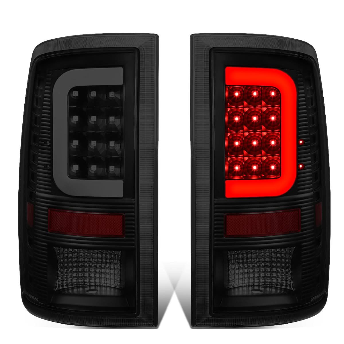 09-17 Dodge Ram 1500 2500 3500 C-Bar Style 3D LED Tail Lights Black/Smoke