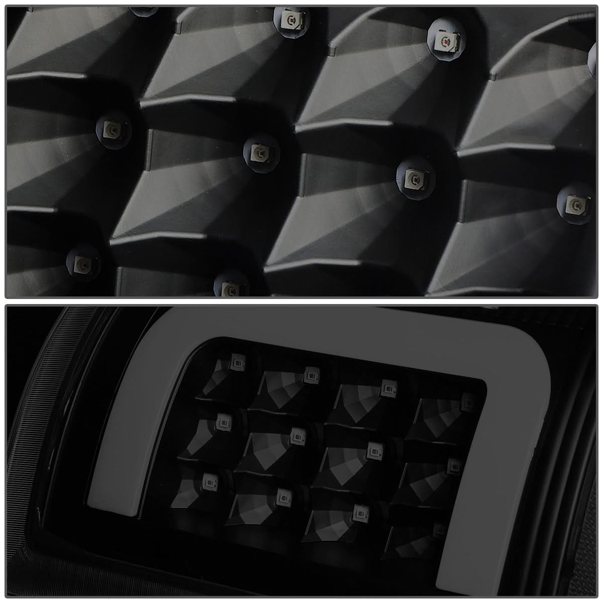 09-17 Dodge Ram 1500 2500 3500 C-Bar Style 3D LED Tail Lights Black/Smoke