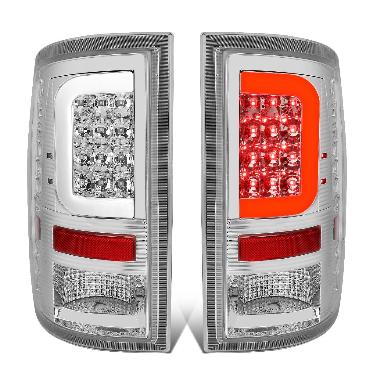 09-17 Dodge Ram C-Bar 3D LED Tail Lights Chrome/Clear