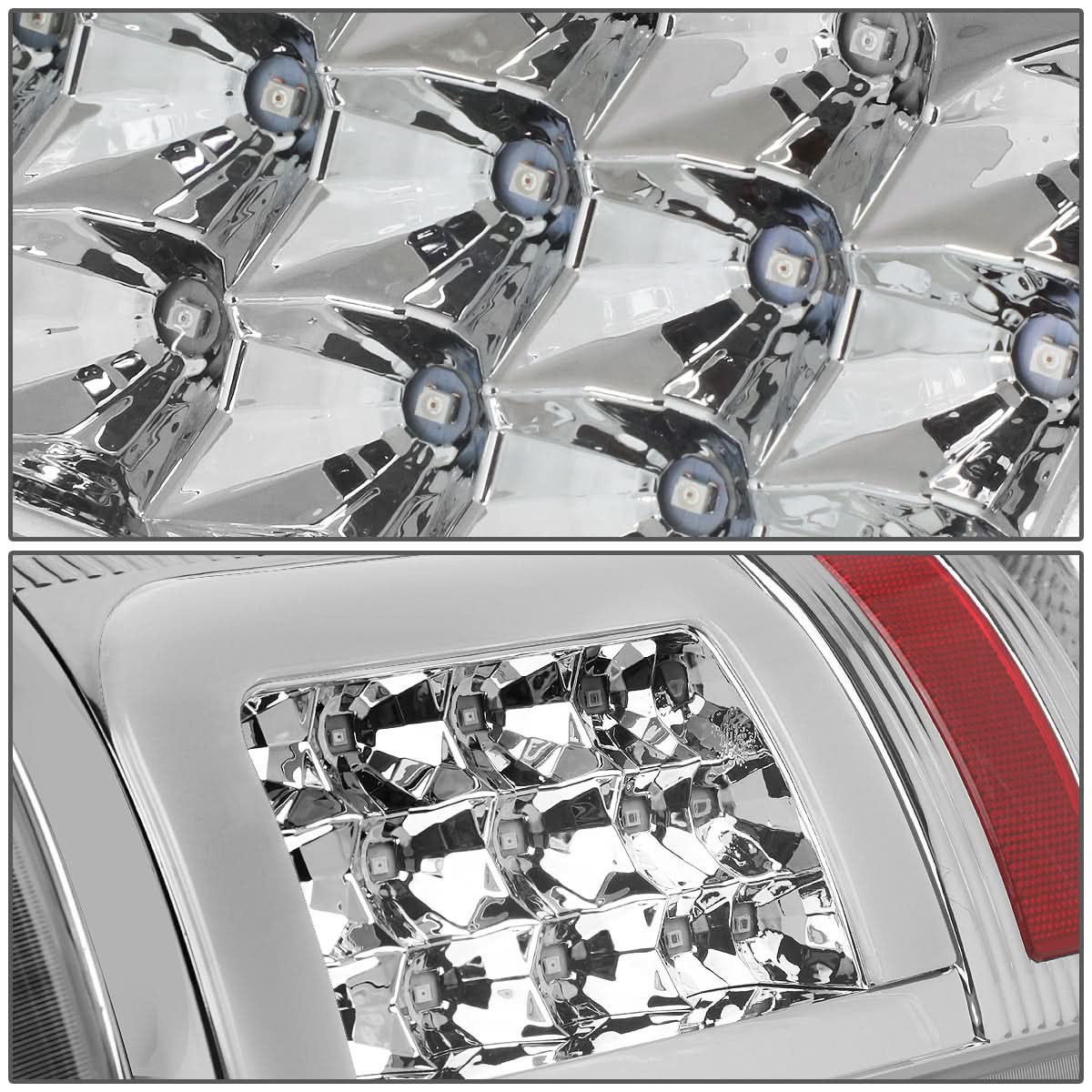 09-17 Dodge Ram C-Bar 3D LED Tail Lights Chrome/Clear