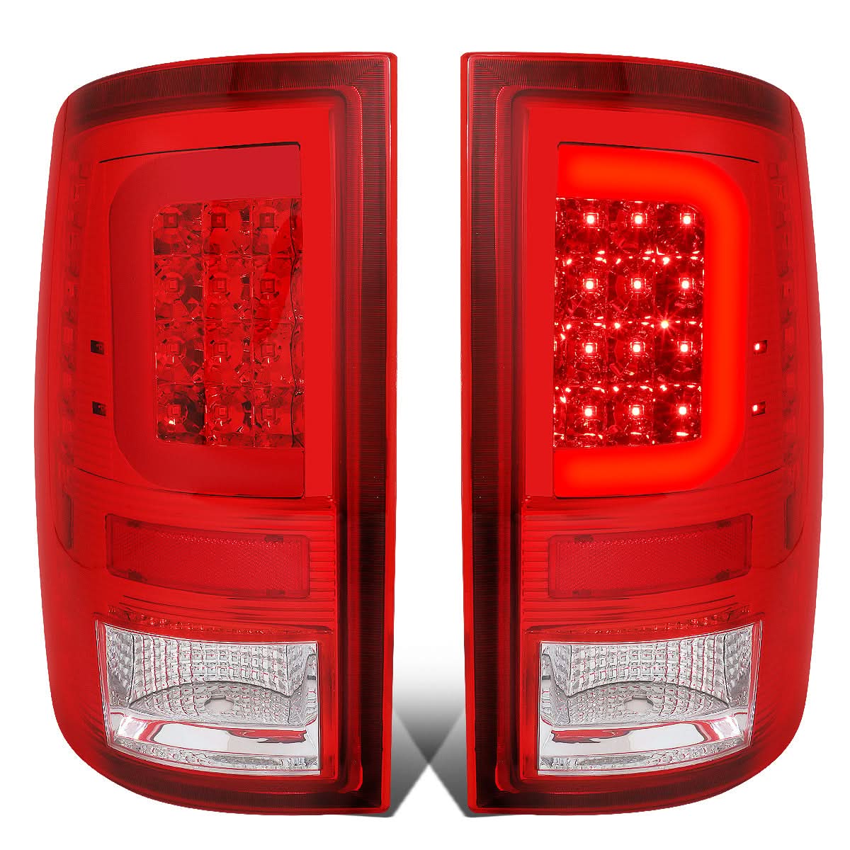 09-17 Dodge Ram C-Bar 3D LED Tail Lights Chrome Red