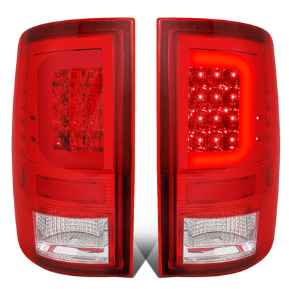 09-17 Dodge Ram C-Bar 3D LED Tail Lights Chrome Red
