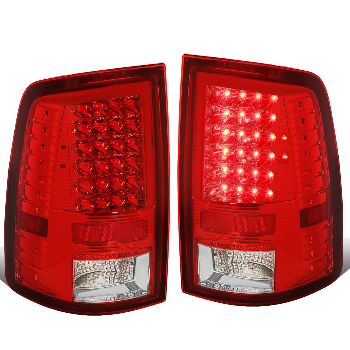 09-17 Dodge Ram LED Tail Lights Chrome Red
