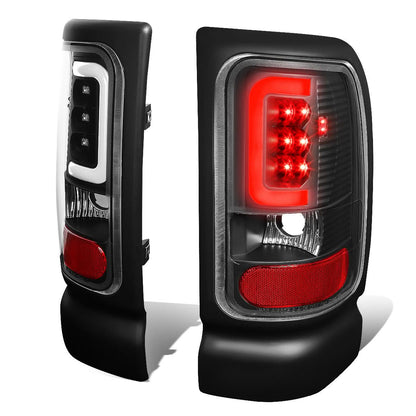 94-02 Dodge Ram C-Bar 3D U-Halo LED Tail Lights Black/Clear