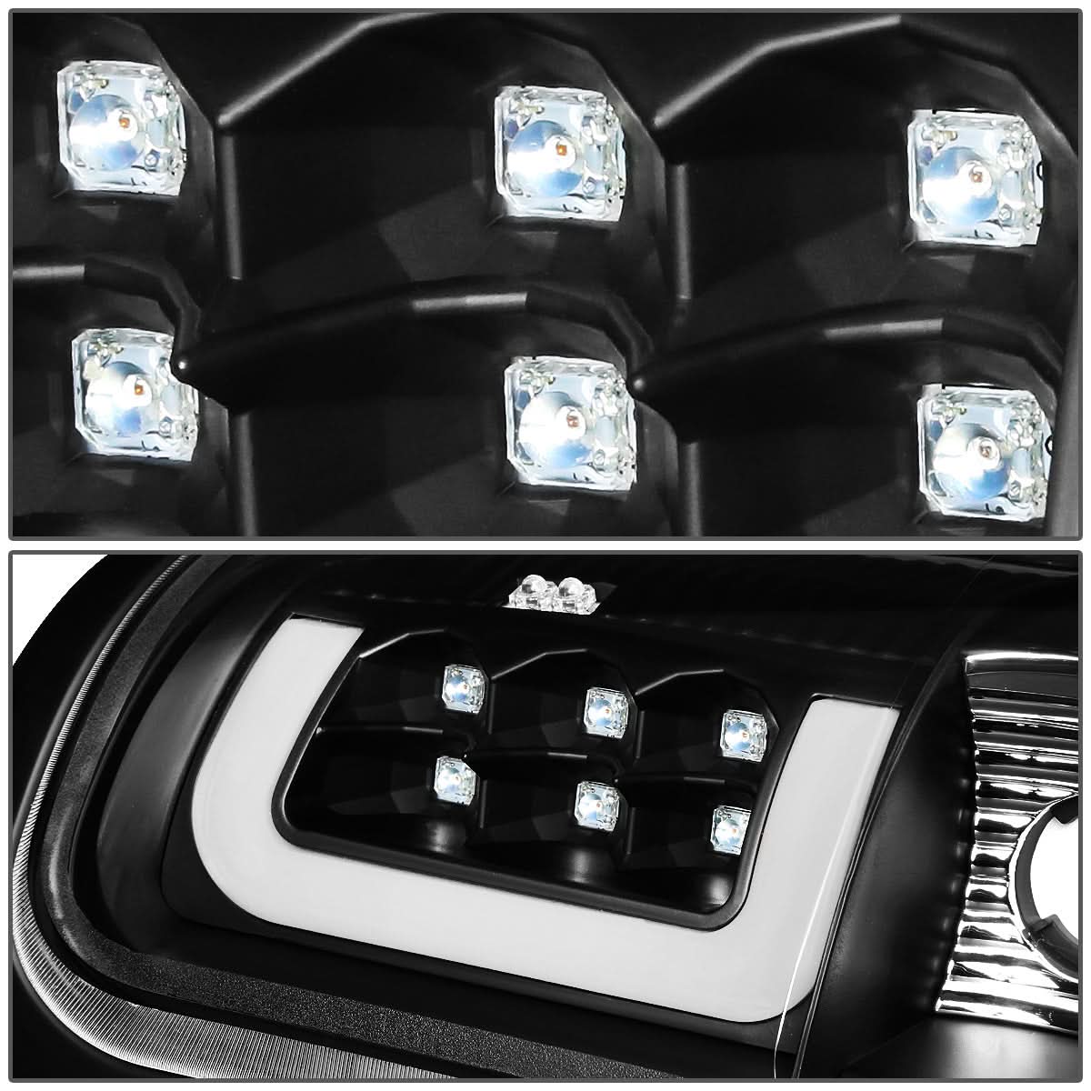 94-02 Dodge Ram C-Bar 3D U-Halo LED Tail Lights Black/Clear