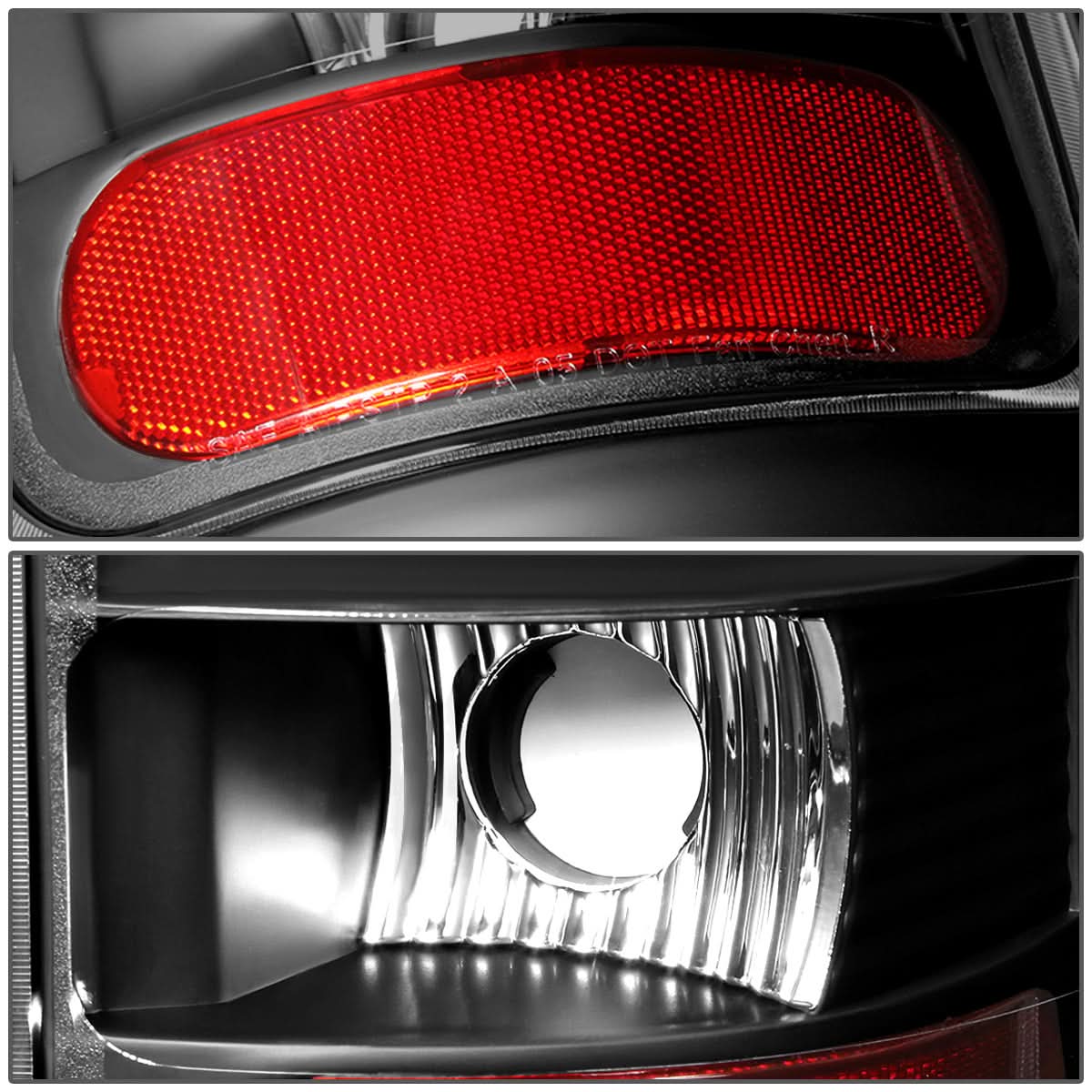 94-02 Dodge Ram C-Bar 3D U-Halo LED Tail Lights Black/Clear
