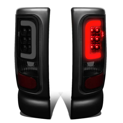 94-02 Dodge Ram C-Bar 3D U-Halo LED Tail Lights Black Smoke