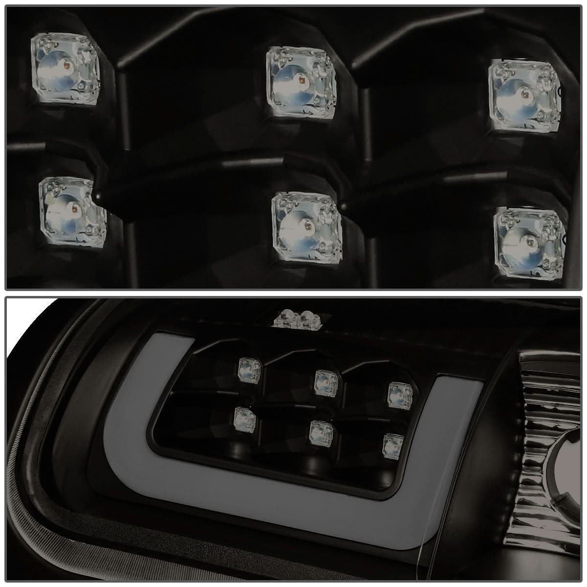 94-02 Dodge Ram C-Bar 3D U-Halo LED Tail Lights Black Smoke