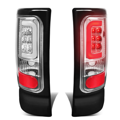 94-02 Dodge Ram C-Bar 3D U-Halo LED Tail Lights Chrome Clear
