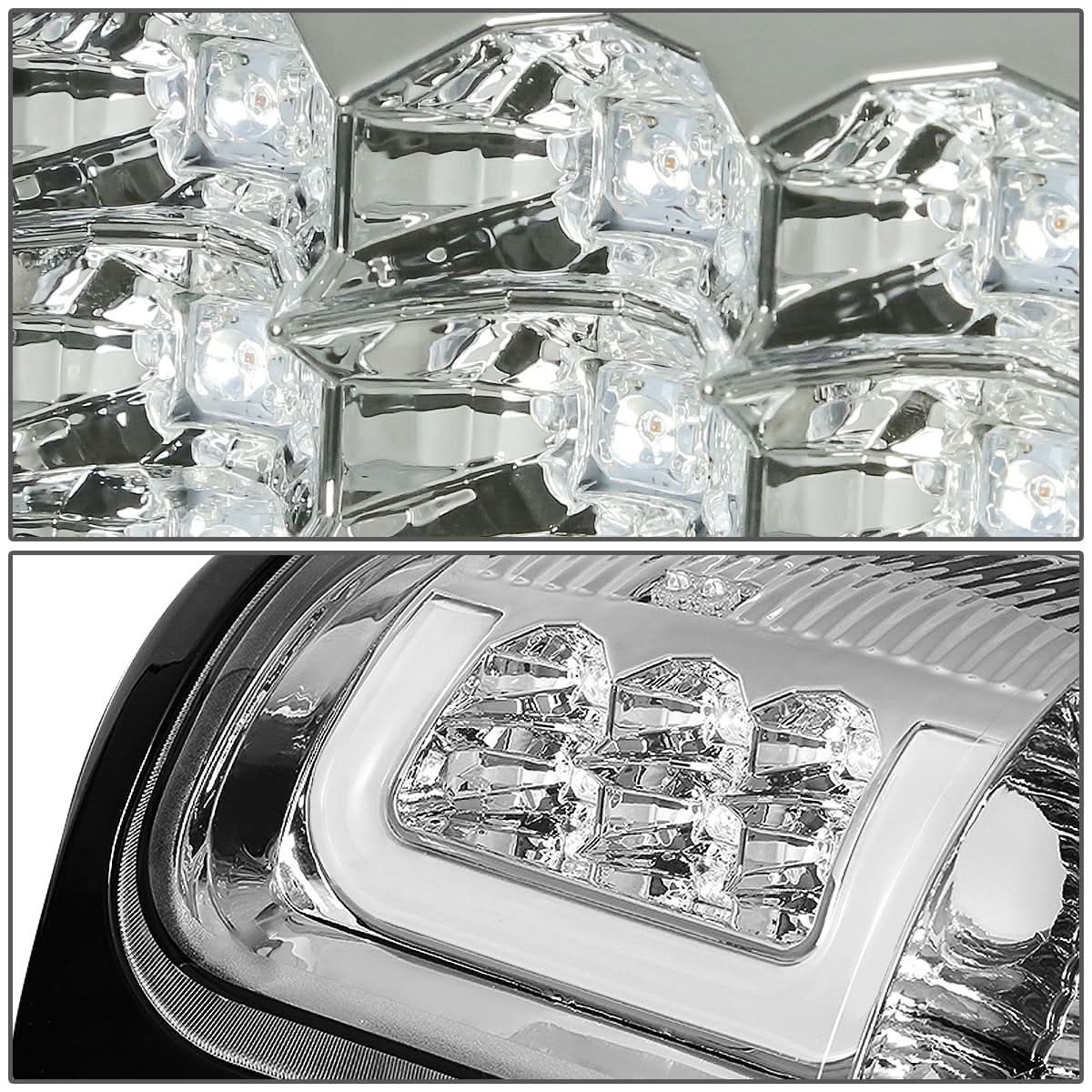 94-02 Dodge Ram C-Bar 3D U-Halo LED Tail Lights Chrome Clear