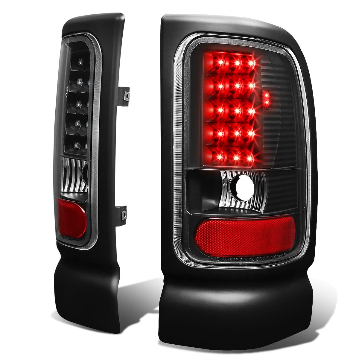 94-02 Dodge Ram LED Tail Lights - Black/Clear