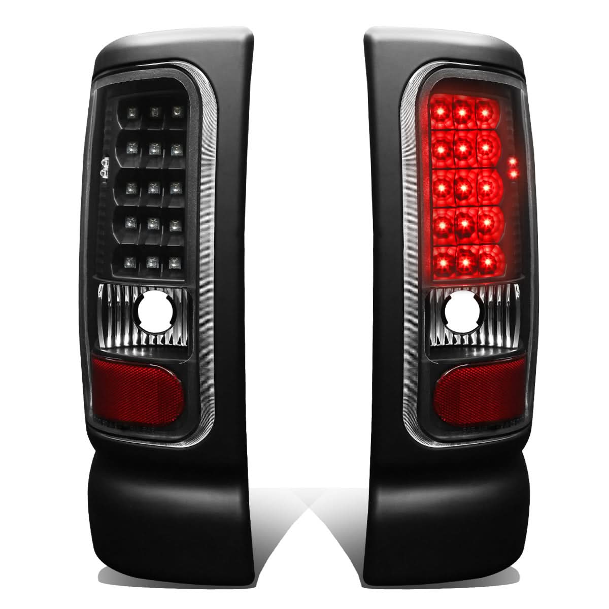 94-02 Dodge Ram LED Tail Lights - Black/Clear