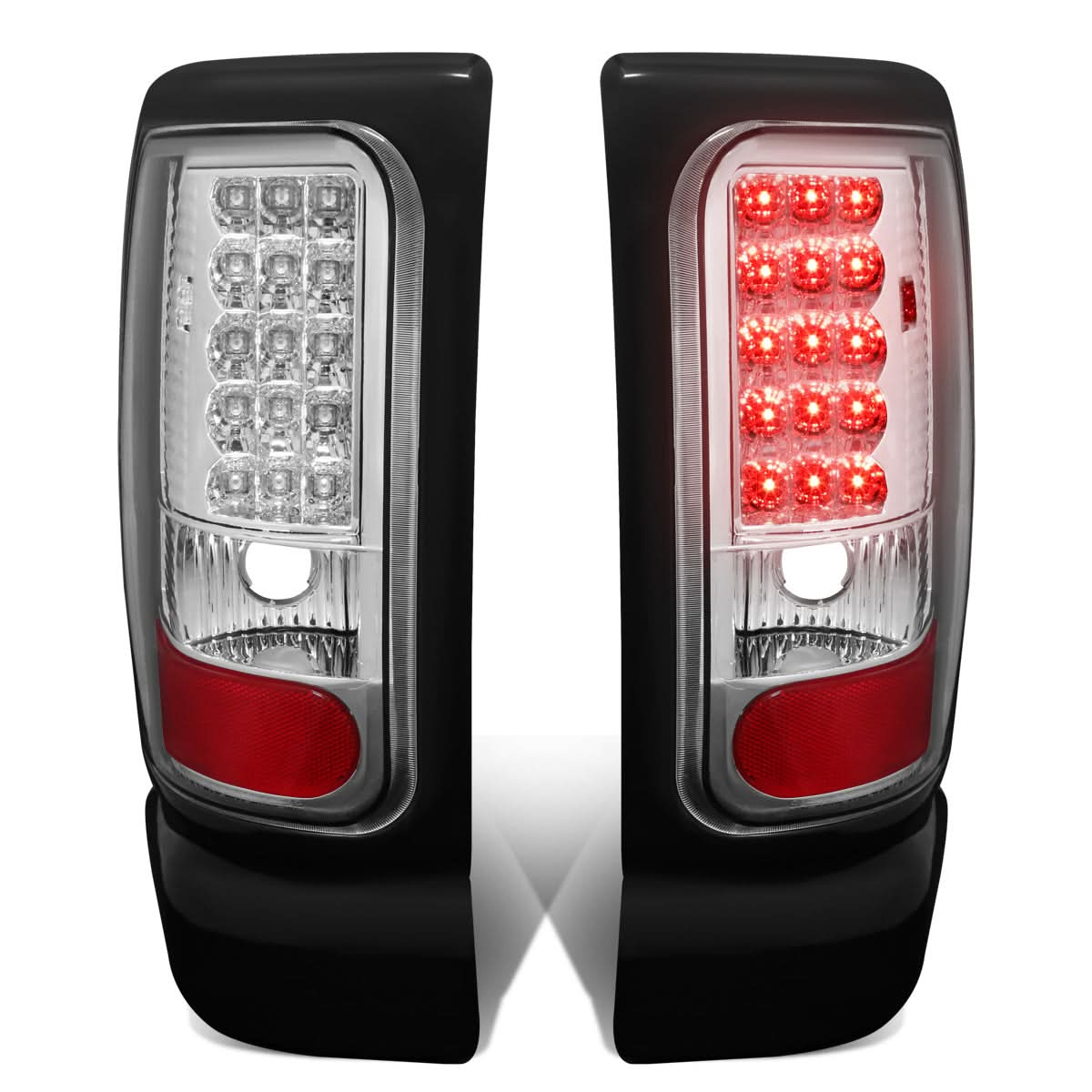 94-02 Dodge Ram LED Tail Lights - Chrome/Clear