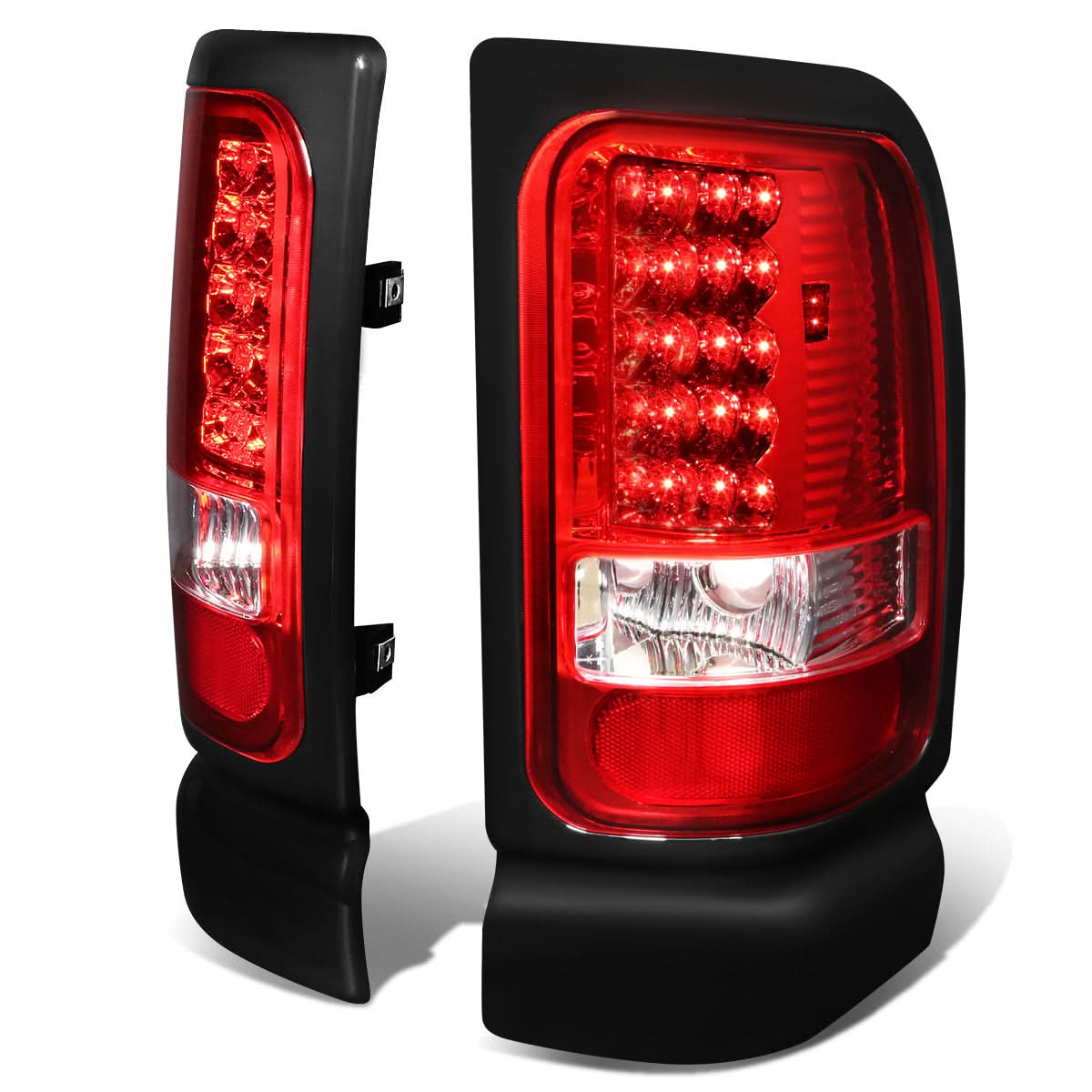 94-02 Dodge Ram LED Tail Lights Chrome Red
