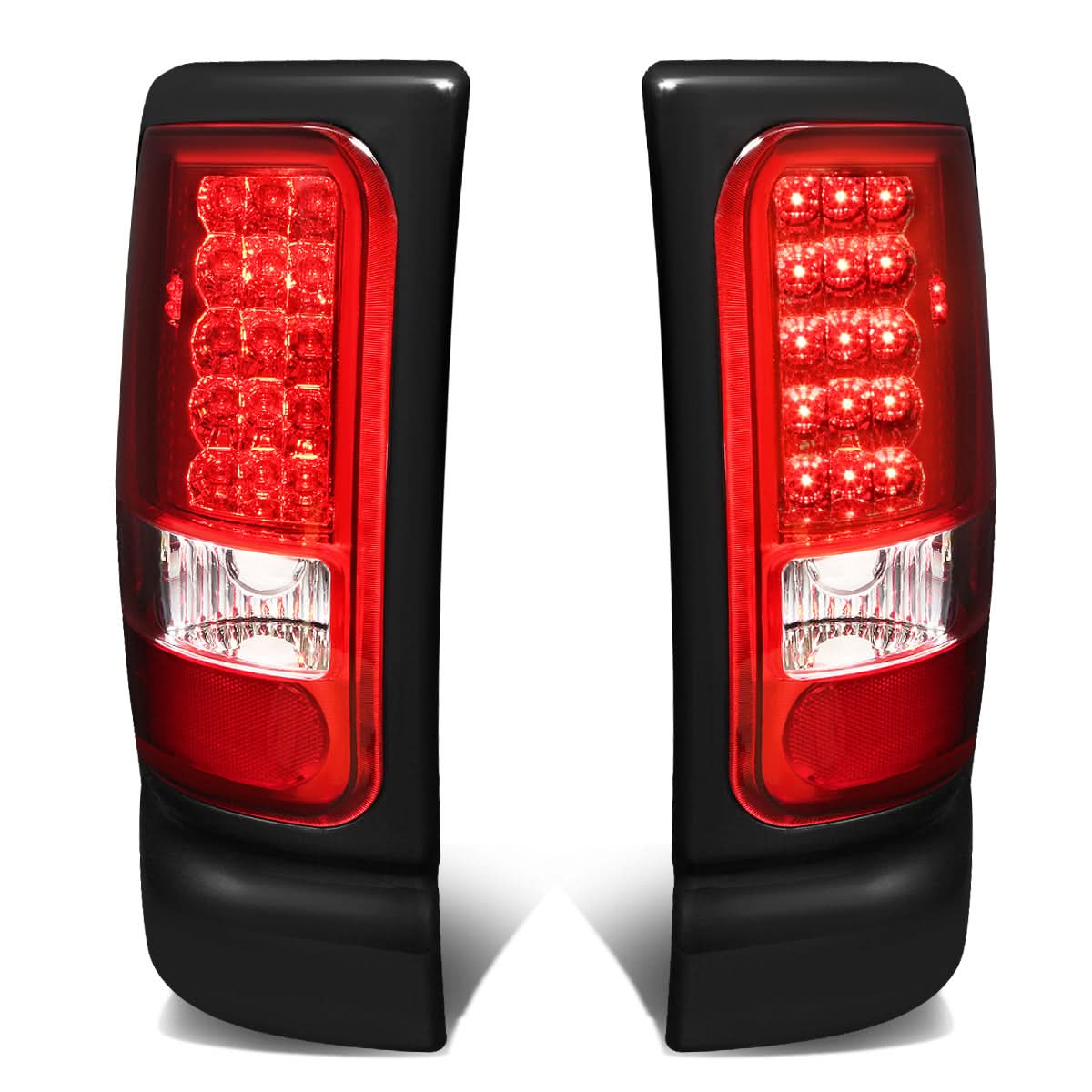 94-02 Dodge Ram LED Tail Lights Chrome Red