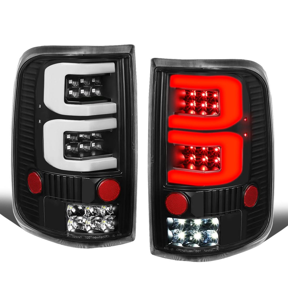 04-08 Ford F-150 3D Style Dual C-Bar LED Tail Lights - Black/Clear