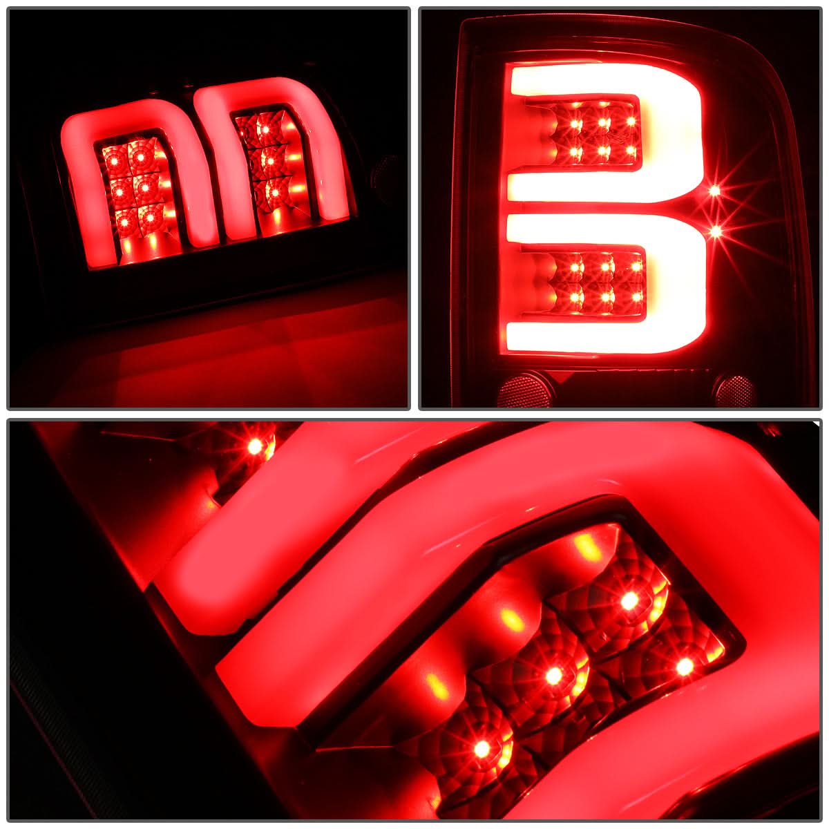 04-08 Ford F-150 3D Style Dual C-Bar LED Tail Lights - Black/Clear